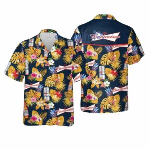 Budweiser Tropical Beach Beer Lovers Pineapple Hawaiian Shirt