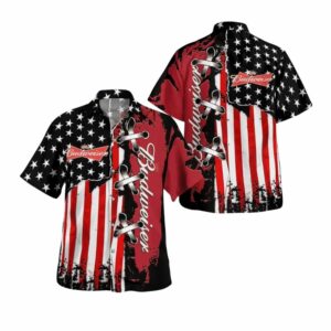 Budweiser With Flag American Hawaiian Shirt