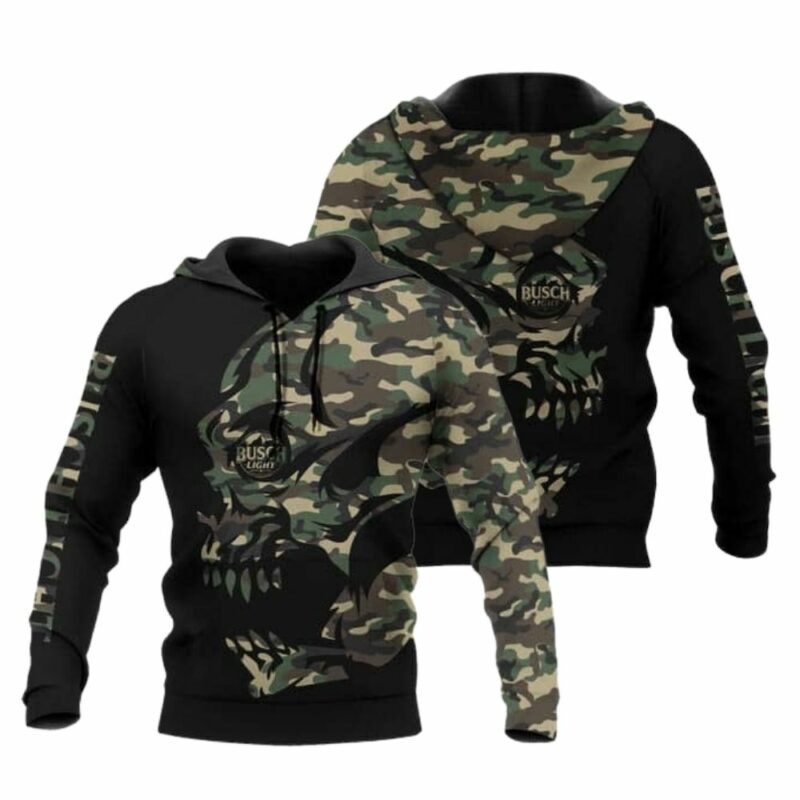 Busch Light Camouflage Skull All Over Print Hoodie
