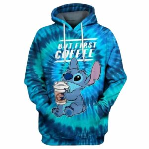 But First Coffee Stitch Tie Dye All Over Print Hoodie