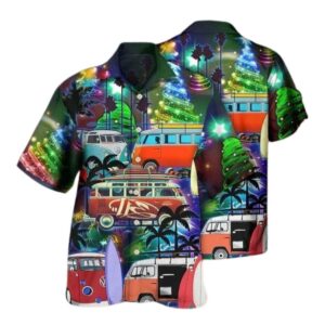 Camping Van Merry Christmas Happy Night Hawaiian Shirt