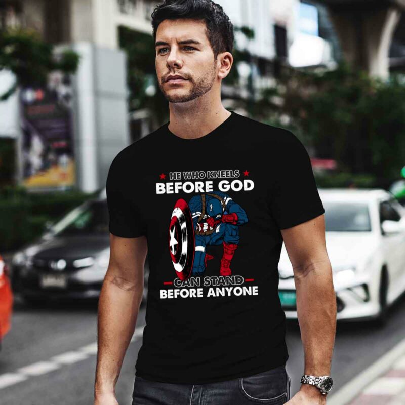 Captain America He Who Kneels Before God Can Stand Before Anyone 0 T Shirt