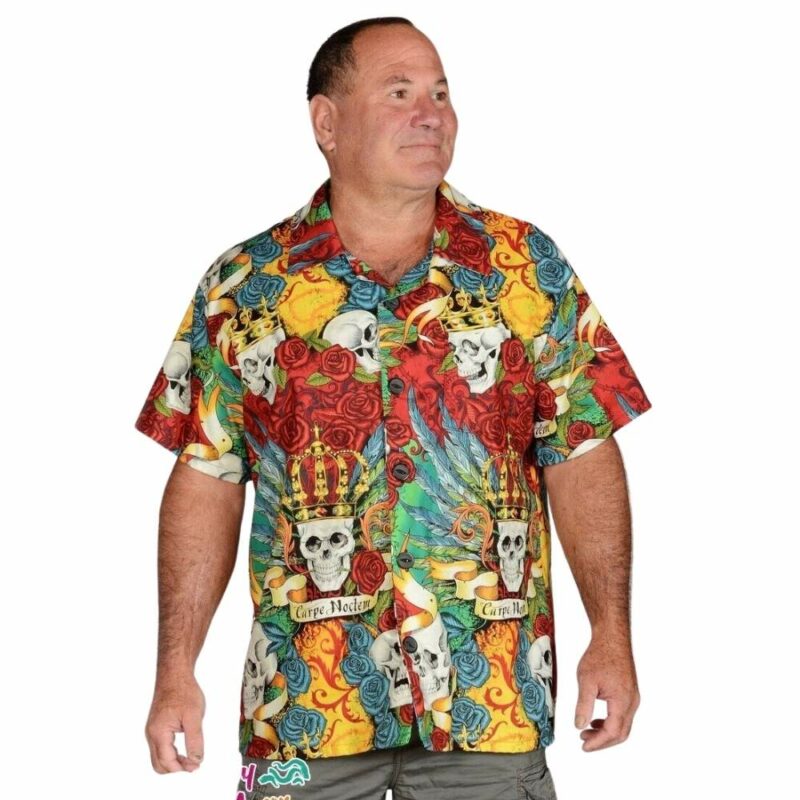Carpe noctem skeleton nightlife themed hawaiian shirt 1