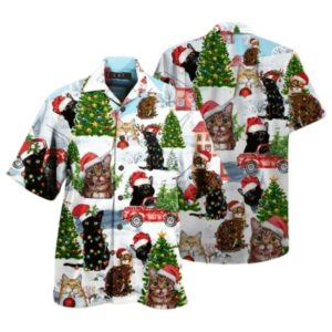 Cat Christmas Santa Theme Hawaiian Shirt