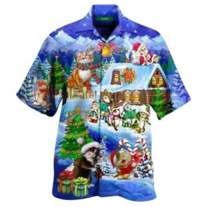 Cats Celebrating Christmas Joyfully On This Hawaiian Shirt