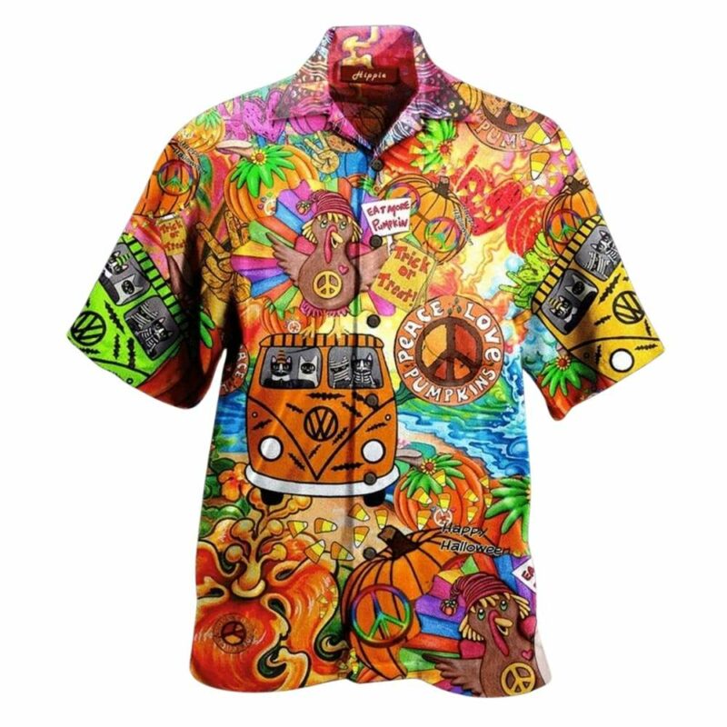 Cats hippie vibe celebrated during halloween hawaiian shirt 1