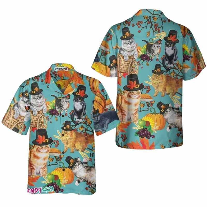 Cats thanksgiving day hawaiian shirt 1
