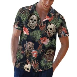 Character Horror Films Floral Leafs Hawaiian Shirt