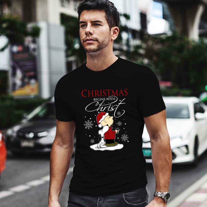Charlie And Snoopy Christmas Begins With Christ 0 T Shirt
