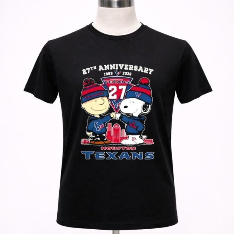 Charlie Brown And Snoopy 27th Anniversary 1999 2026 Houston Texans Football Skyline 1 T Shirt.jpg