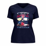 Charlie Brown And Snoopy 27th Anniversary 1999 2026 Houston Texans Football Skyline 9 Womens V Neck.jpg