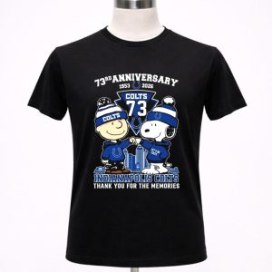 Charlie Brown And Snoopy Colts 73th Anniversary 1953 2026 Thank You For The Memories 1 T Shirt.jpg