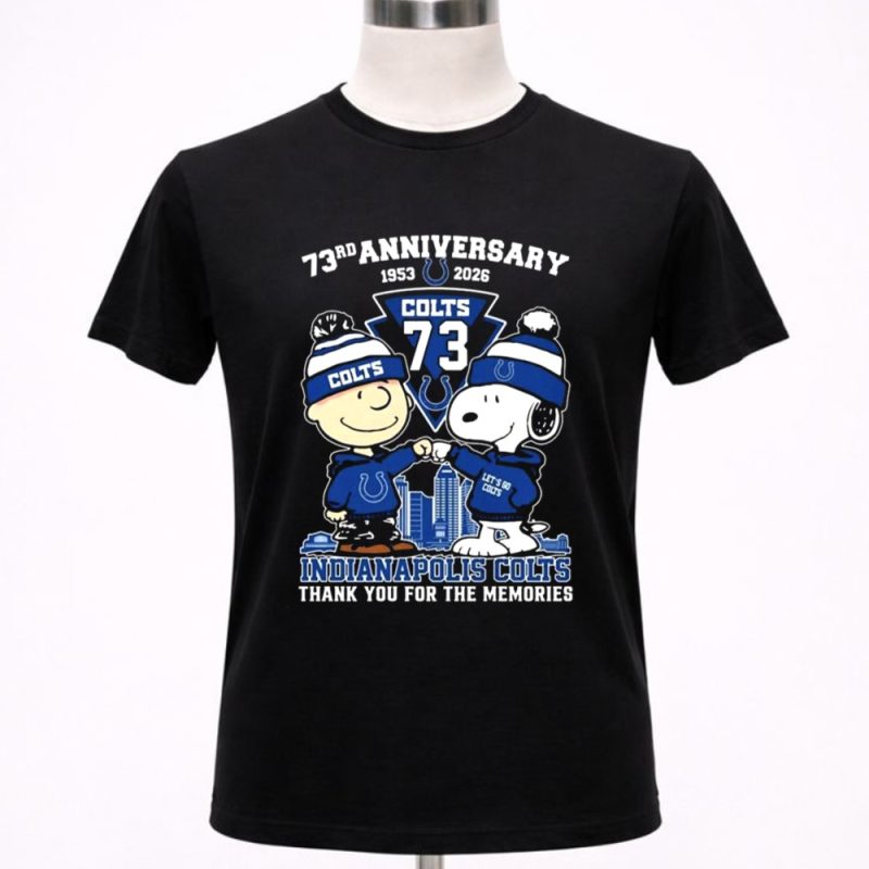 Charlie Brown And Snoopy Colts 73th Anniversary 1953 2026 Thank You For The Memories 1 T Shirt.jpg
