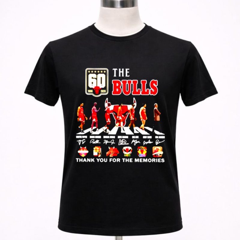 Chicago Bulls 60 Years 1966 2026 anniversary thank you for the memories signatures 1 T Shirt.jpg