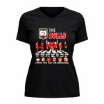 Chicago Bulls 60 Years 1966 2026 anniversary thank you for the memories signatures 5 Womens V Neck.jpg