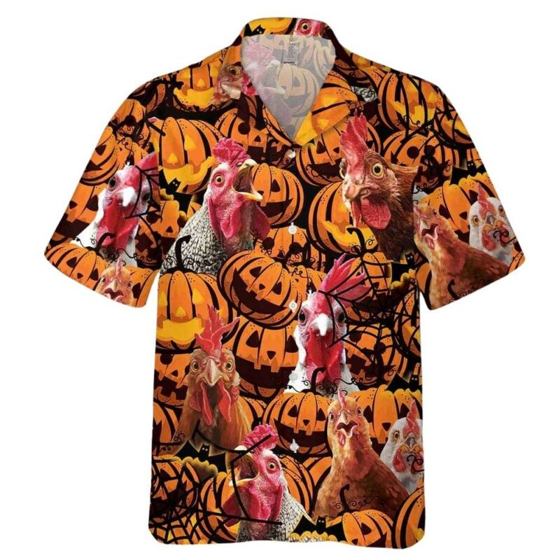 Chicken ready for halloween festivities hawaiian shirt 1