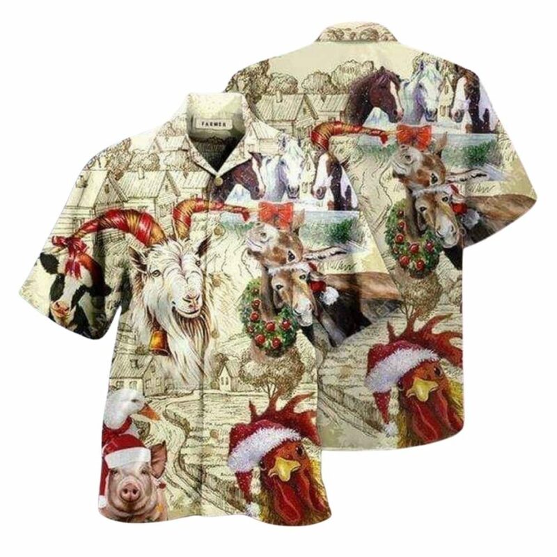 Christmas begins celebrating on the farm hawaiian shirt 1