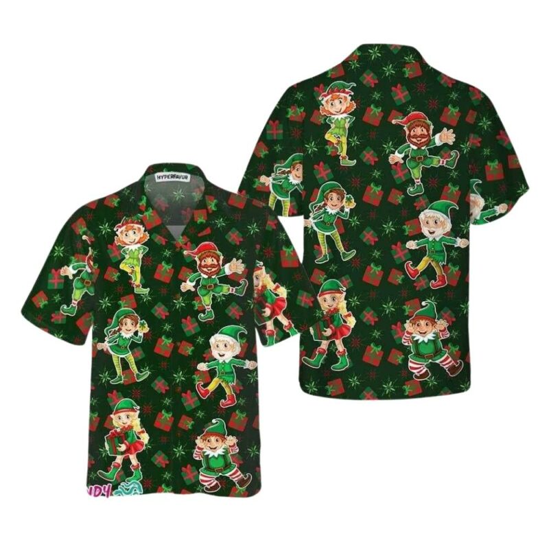 Christmas elf party hawaiian shirt 1