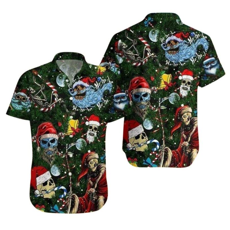 Christmas ho ho ho santa skull hawaiian shirt 1