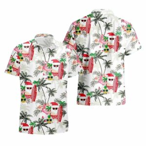 Christmas In July Santa Claus Flamingo Xmas Hawaiian Shirt