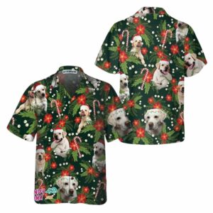 Christmas Labrador Retriever With Poinsettia Flower Hawaiian Shirt