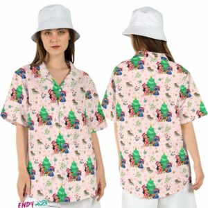 Christmas Lilo And Stitch Santa Claus Festive Tree Hawaiian Shirt