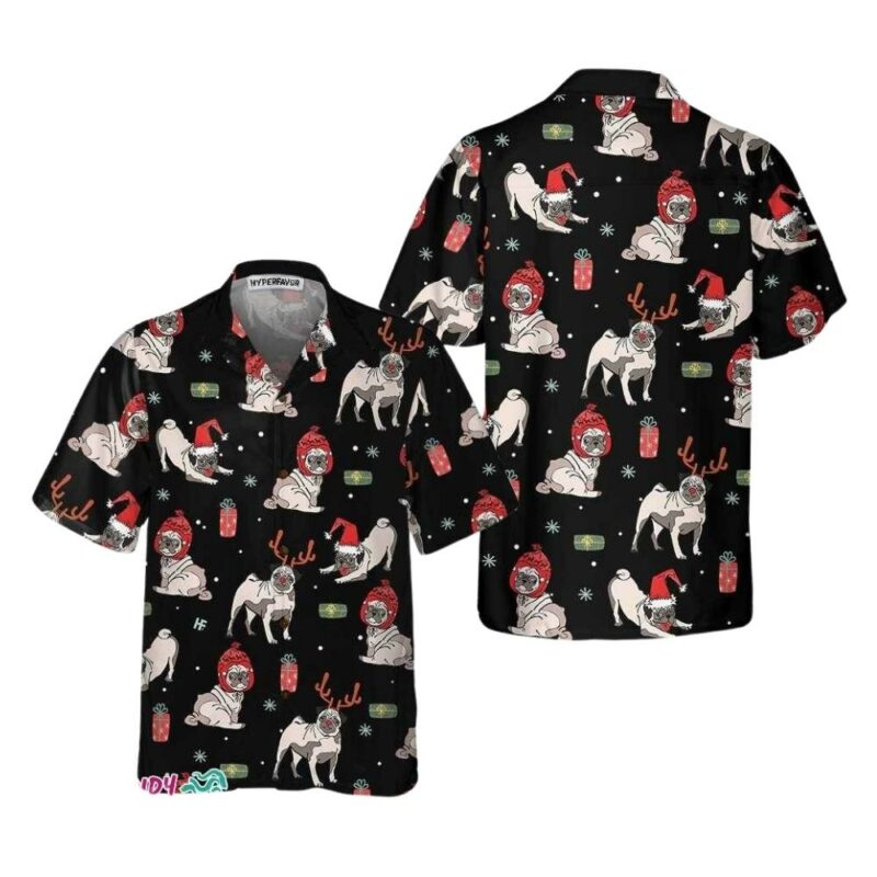 Christmas pug dog hawaiian shirt 1