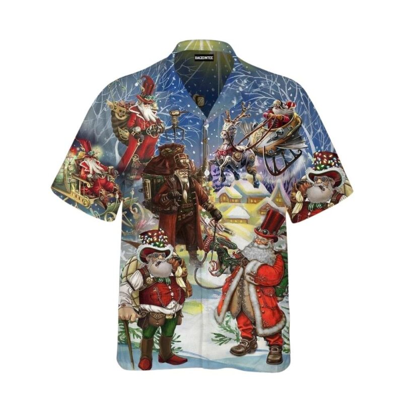 Christmas steampunk santa claus hawaiian shirt 1