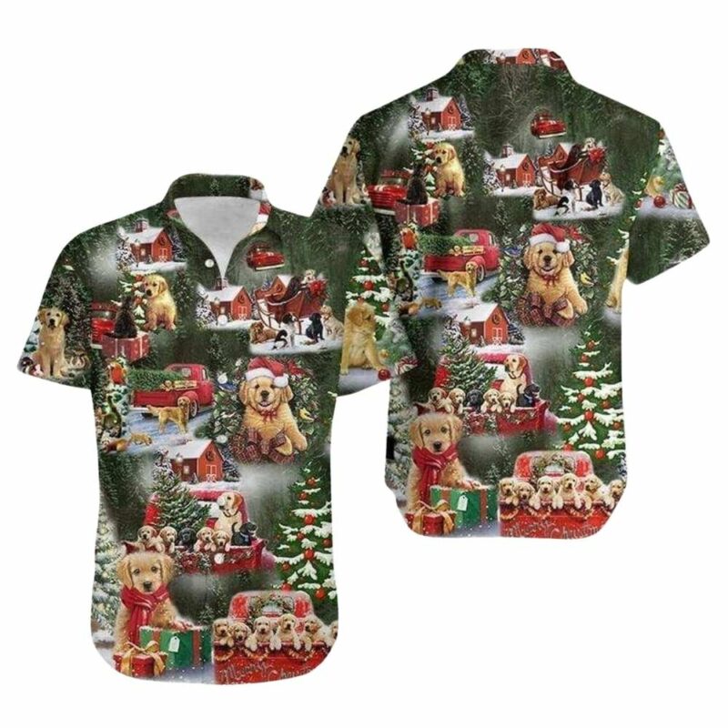 Christmas witgolden retriever hawaiian shirt 1