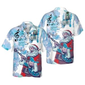 Chritmas Santa Guitar Music Pattern Hawaiian Shirt
