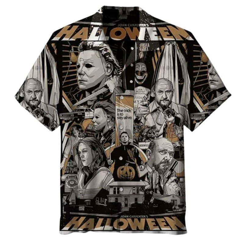 Classic horror movie scenes iconize this halloween hawaiian shirt 1
