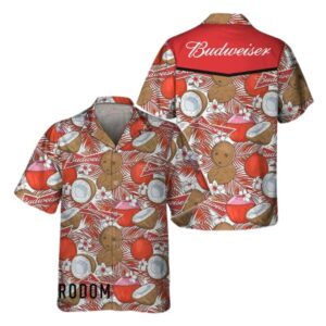 Coconuts Tropical Beach Budweiser Hawaiian Shirt