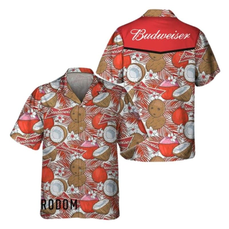 Coconuts Tropical Beach Budweiser Hawaiian Shirt