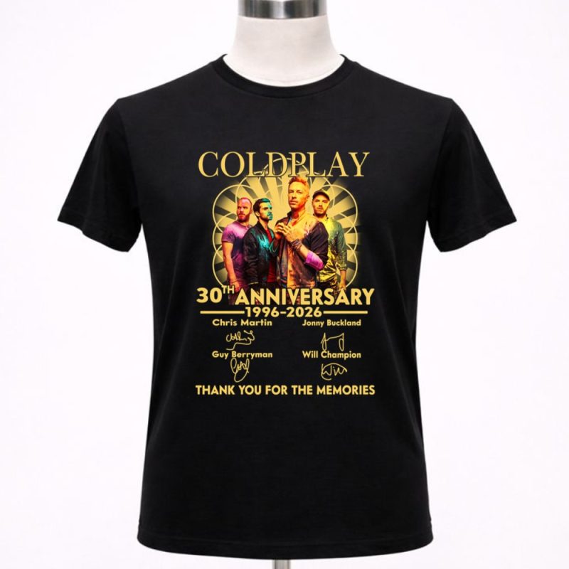 Coldplay 30th Anniversary 1996 2026 Thank You For The Memories Signatures 1 T Shirt.jpg