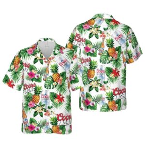 Coors Light Beer Pineapple Floral Flower Leaf Pattern Hawaiian Shirt