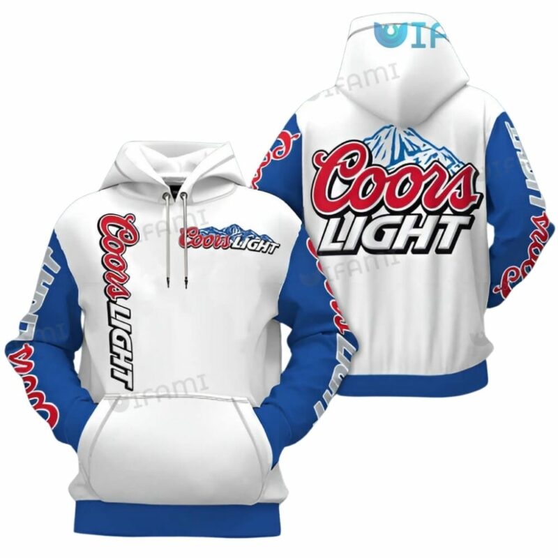 Coors light logo in my heart blue and white 3d hoodie 1