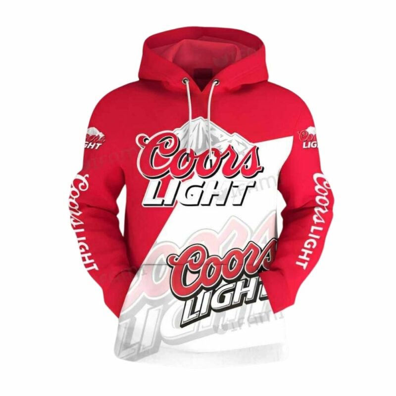 Coors light logo red and white 3d hoodie 1