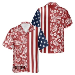 Coors Light Patriotic Flag American Tropical Hawaiian Shirt