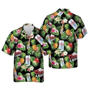 Coors Light Pineapple Floral Flower Hawaiian Shirt
