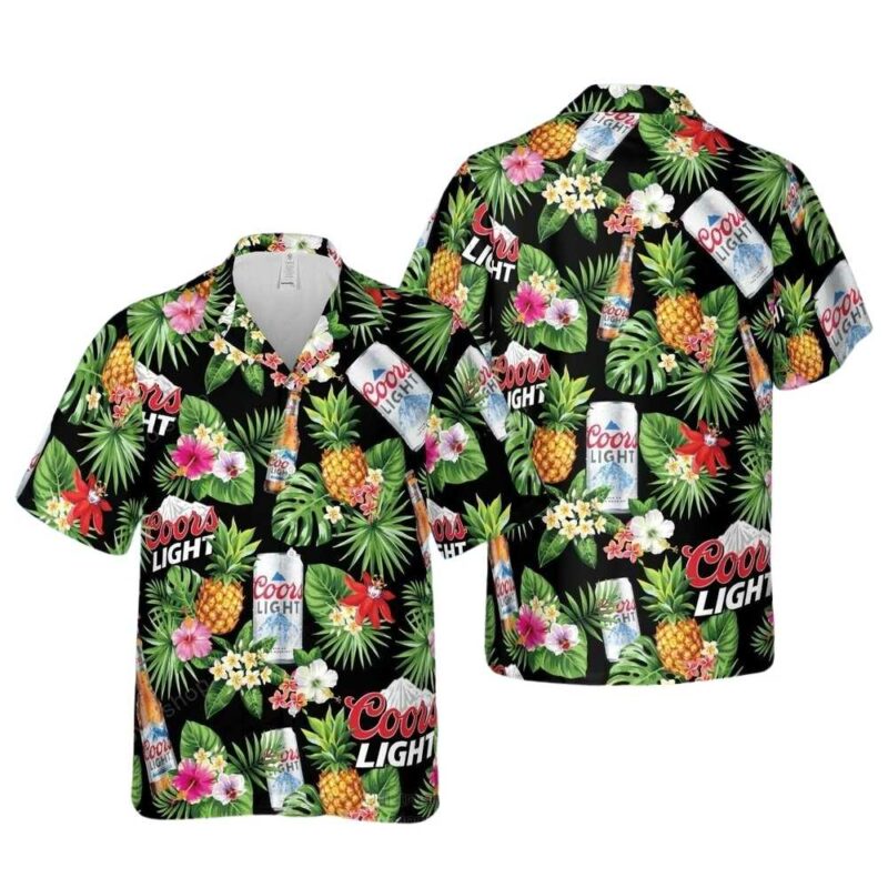 Coors light pineapple floral flower hawaiian shirt 1
