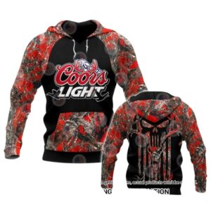 Coors Light Punisher Skull Camo All Over Print Hoodie