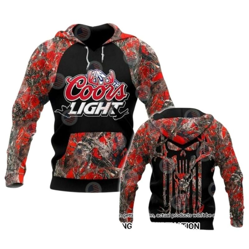 Coors light punisher skull camo 3d hoodie 1