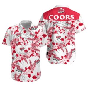 Coors Light Red Tropical Plant Hawaiian Shirt