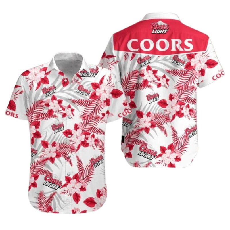 Coors light red tropical plant hawaiian shirt 1