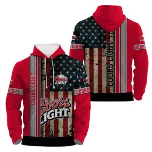 Coors Light Stainless Steel American Flag All Over Print Hoodie