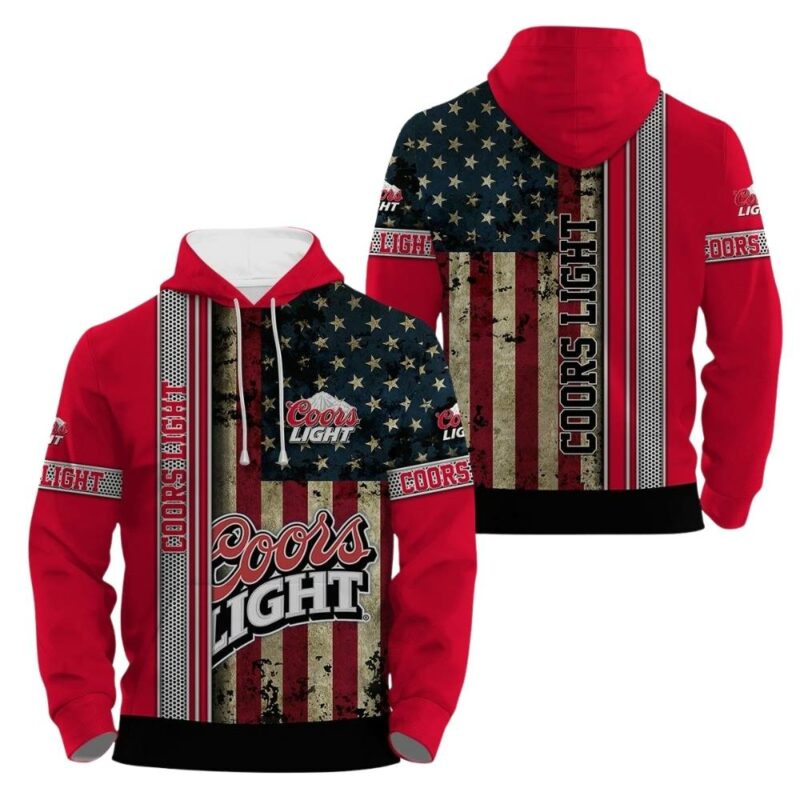 Coors light stainless steel american flag 3d hoodie 1