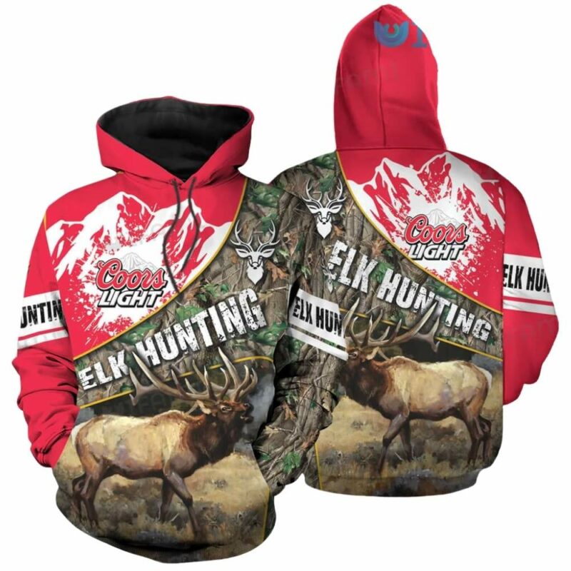 Coors light with elk hunting 3d hoodie 1