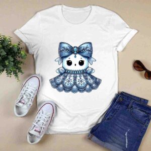 Coquette Blue Floral Ghost Halloween Shirt