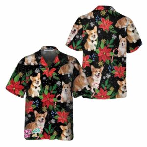 Corgi With Christmas Plants Hawaiian Shirt