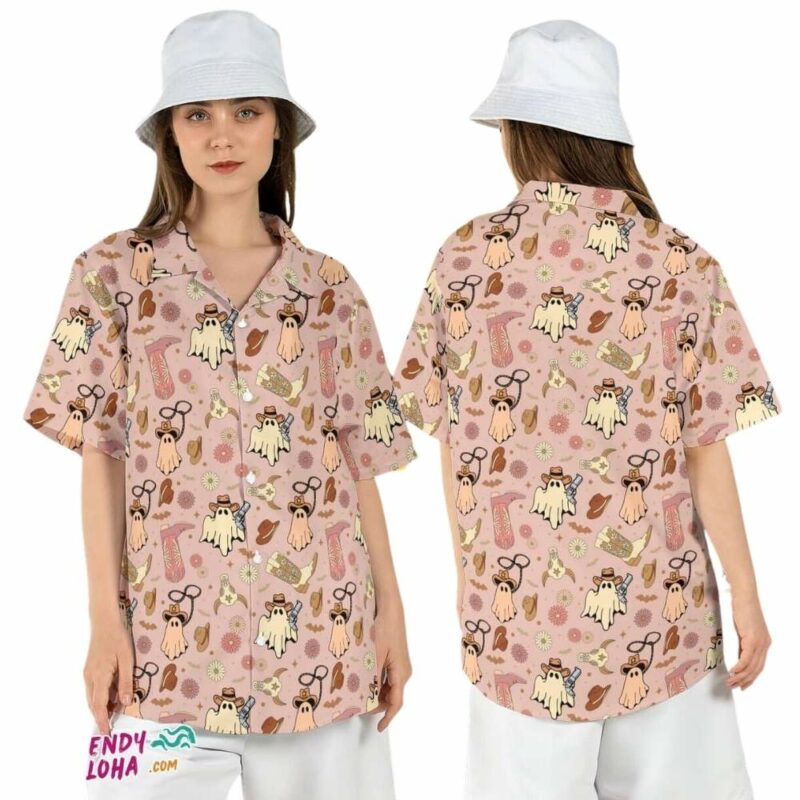 Cowboy ghosts western halloween country boo hawaiian shirt 1